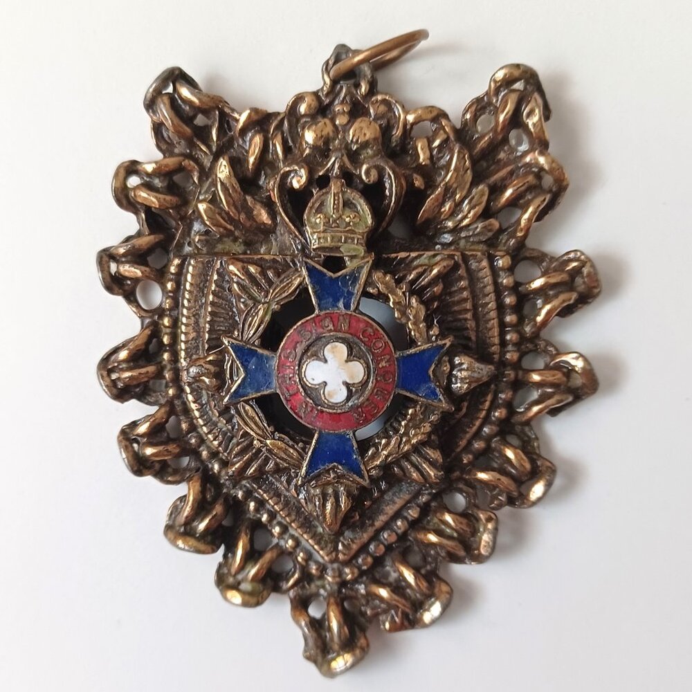 Vintage Shield Pendant Medallion "In This Sign Conquer" With Maltese Cross
